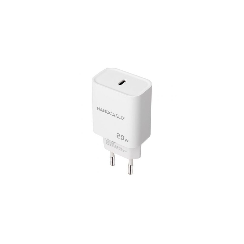 Cargador de Pared Nanocable 10.10.2005/ 1xUSB Tipo-C/ 20W/ Blanco | Cargadores hasta 45W