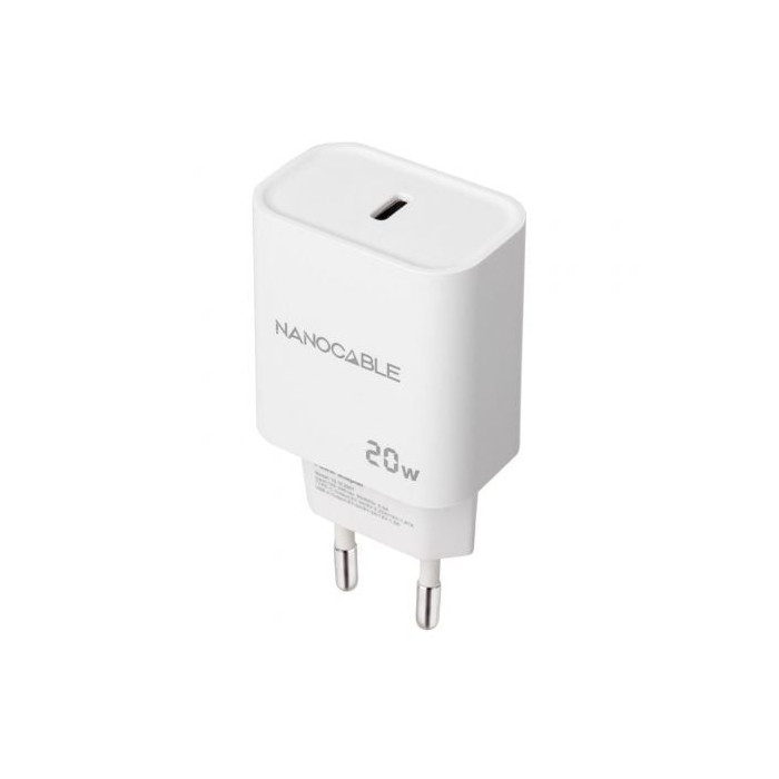 Cargador de Pared Nanocable 10.10.2005/ 1xUSB Tipo-C/ 20W/ Blanco | Cargadores hasta 45W