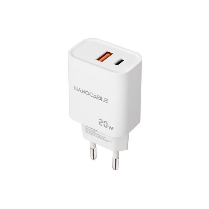 Cargador de Pared Nanocable 10.10.2007/ 1xUSB/ 1xUSB Tipo-C/ 20W/ Blanco | Cargadores hasta 45W