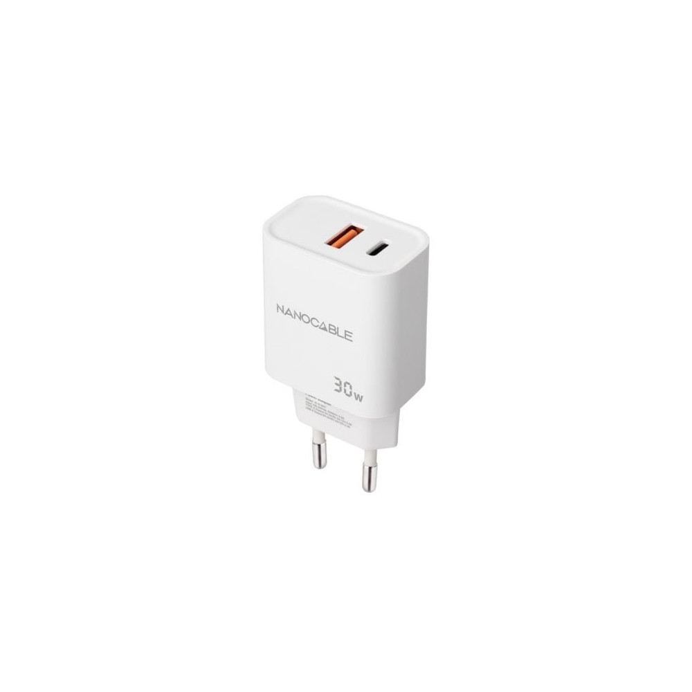 Cargador de Pared Nanocable 10.10.2011/ 1xUSB/ 1xUSB Tipo-C/ 30W/ Blanco | Cargadores hasta 45W
