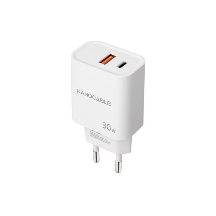 Cargador de Pared Nanocable 10.10.2011/ 1xUSB/ 1xUSB Tipo-C/ 30W/ Blanco | Cargadores hasta 45W