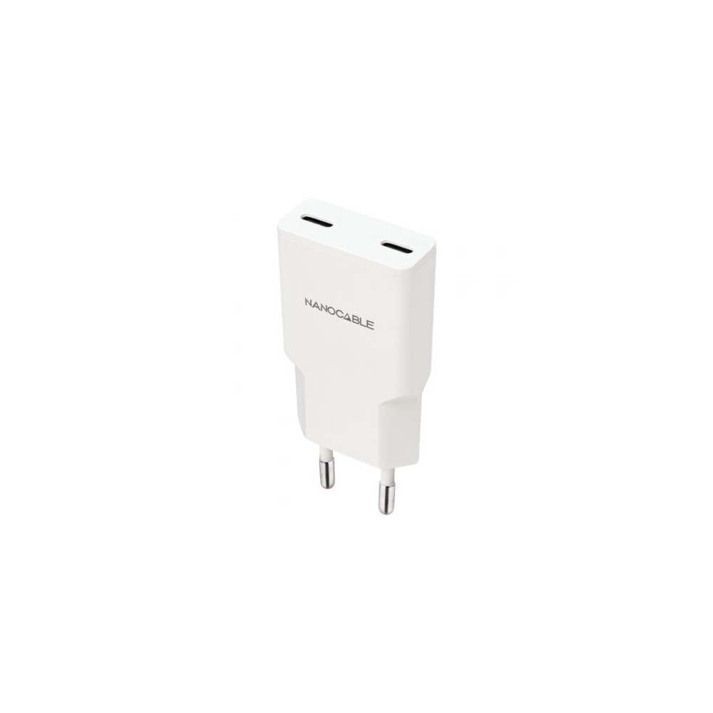Cargador de Pared Nanocable 10.10.2023/ 2xUSB Tipo-C/ 20W/ Blanco | Cargadores hasta 45W