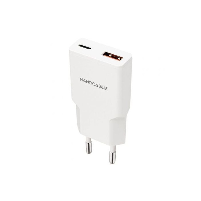 Cargador de Pared Nanocable 10.10.2028/ 1xUSB Tipo-C/ 1xUSB Macho/ 30W/ Blanco | Cargadores hasta 45W
