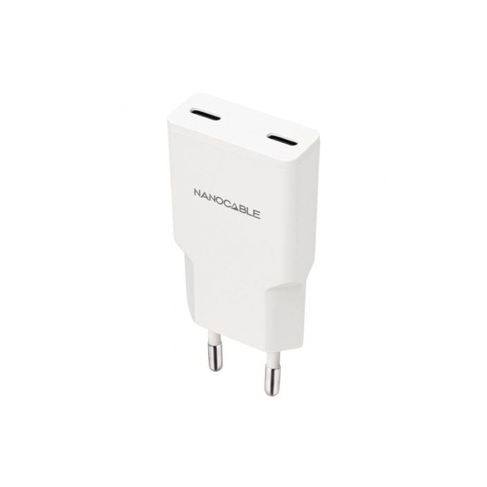 Cargador de Pared Nanocable 10.10.2029/ 2xUSB Tipo-C/ 30W/ Blanco | Cargadores hasta 45W