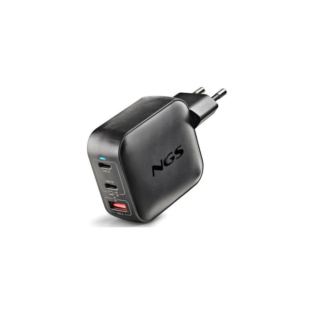 Cargador de Pared GaN NGS BUD100WTINY 100W/ 2xUSB Tipo-C/ 1xUSB/ 100W | Cargadores +60W