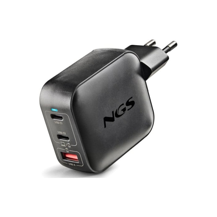Cargador de Pared GaN NGS BUD100WTINY 100W/ 2xUSB Tipo-C/ 1xUSB/ 100W | Cargadores +60W