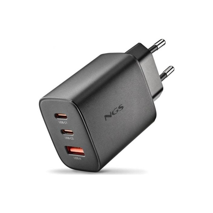 Cargador de Pared GaN NGS Era 65W/ 2xUSB Tipo-C/ 1xUSB/ 65W | Cargadores +60W