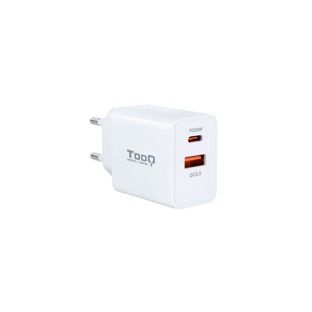 Cargador de Pared TooQ TQWC-2SC04WT/ 1xUSB Tipo-C/ 1xUSB/ 20W | Cargadores hasta 45W