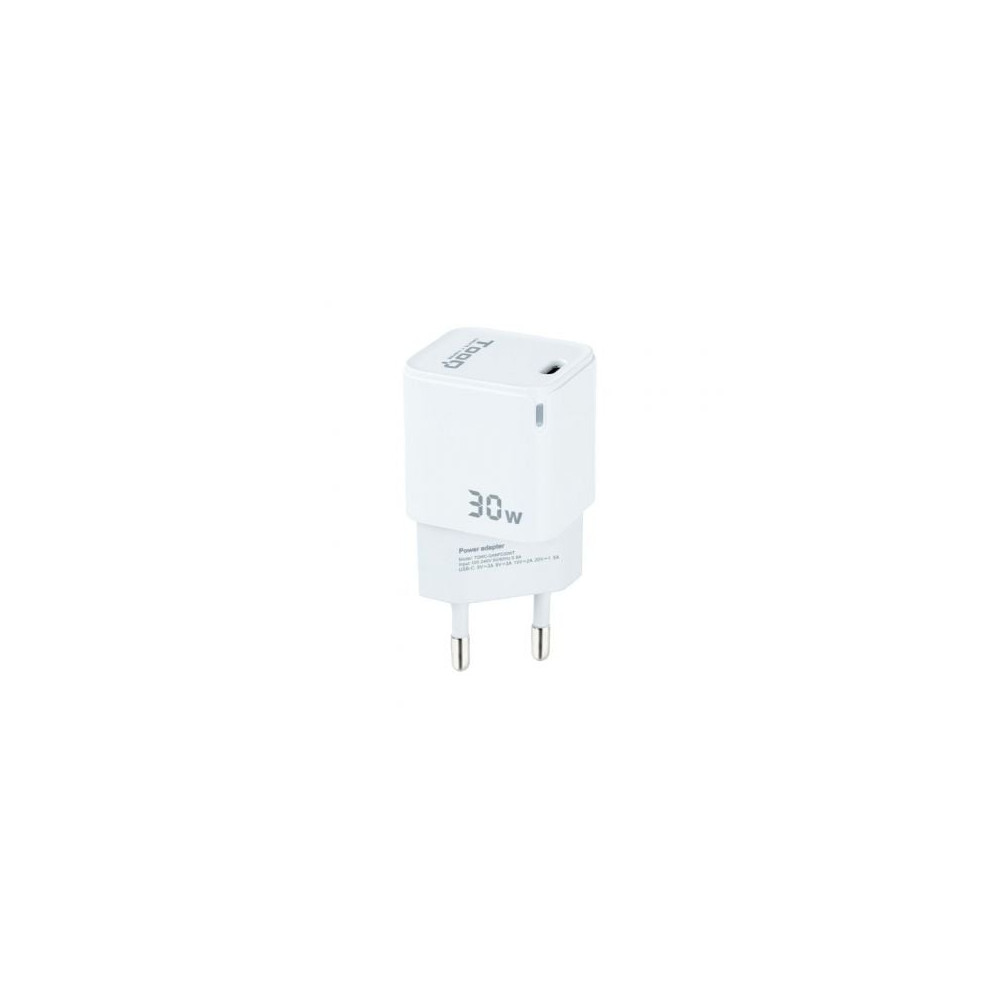 Cargador de Pared GaN TooQ TQWC-GANPD30WT/ 1xUSB Tipo-C/ 30W | Cargadores hasta 45W