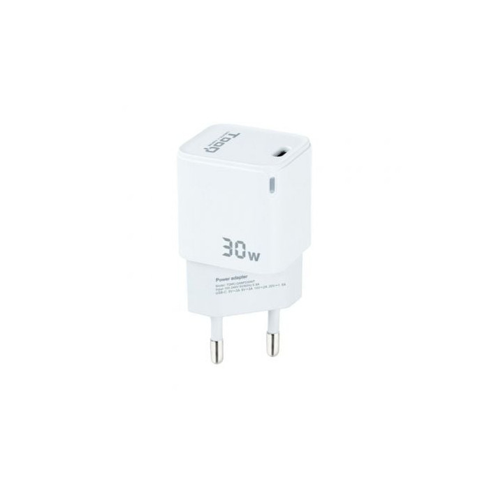 Cargador de Pared GaN TooQ TQWC-GANPD30WT/ 1xUSB Tipo-C/ 30W | Cargadores hasta 45W
