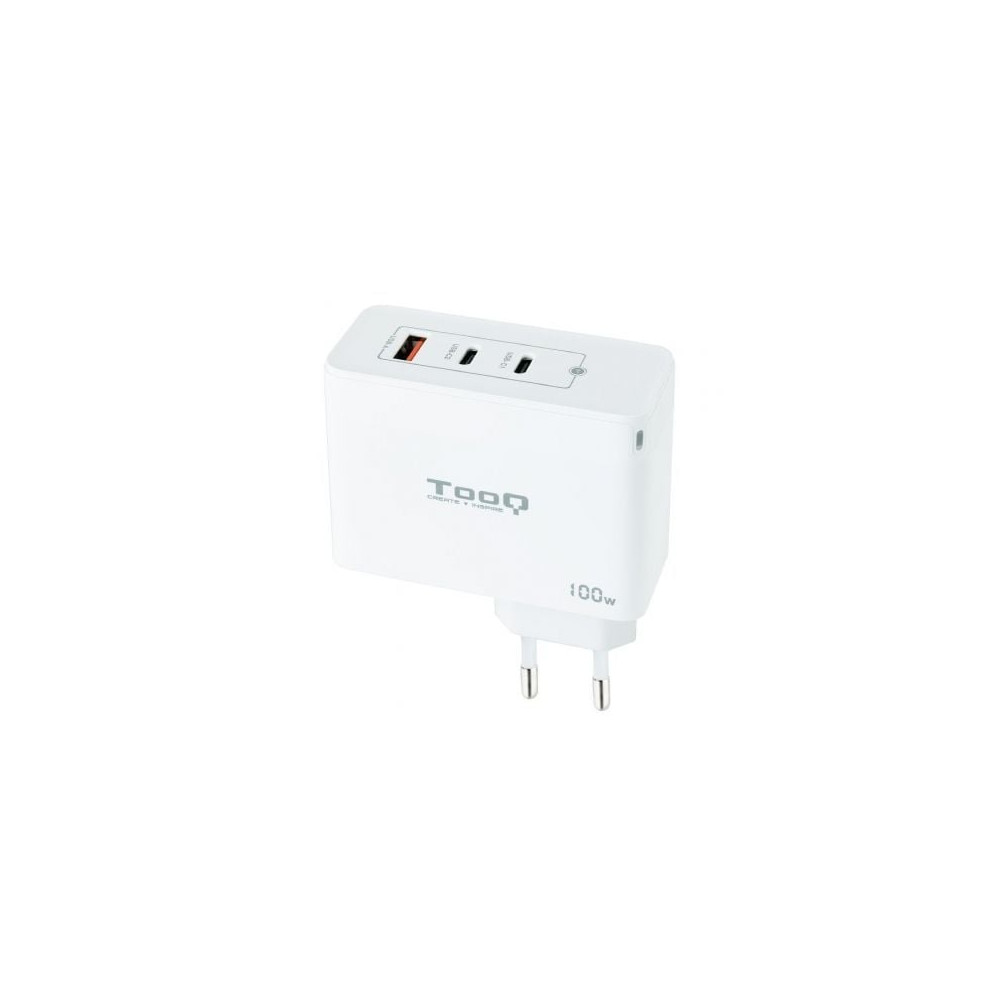 Cargador de Pared GaN TooQ TQWC-GANQC2PD100W/ 2xUSB Tipo-C/ 1xUSB/ 100W | Cargadores +60W
