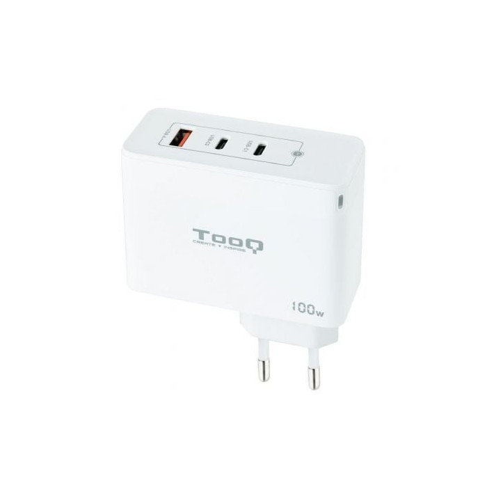 Cargador de Pared GaN TooQ TQWC-GANQC2PD100W/ 2xUSB Tipo-C/ 1xUSB/ 100W | Cargadores +60W