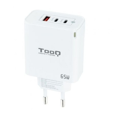Cargador de Pared GaN TooQ TQWC-GANQC2PD65WT/ 2xUSB Tipo-C/ 1xUSB/ 65W | Cargadores +60W