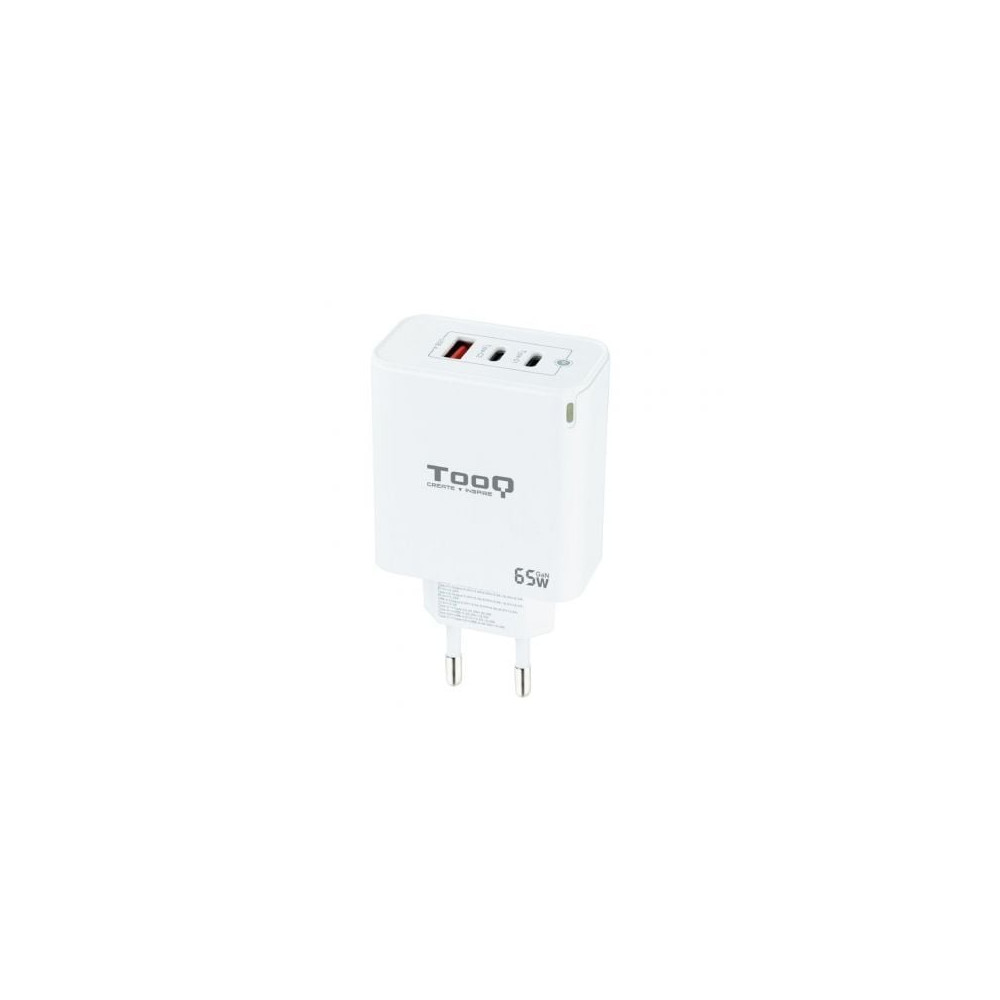 Cargador de Pared GaN TooQ TQWC-GANQC2PD65WT/ 2xUSB Tipo-C/ 1xUSB/ 65W | Cargadores +60W