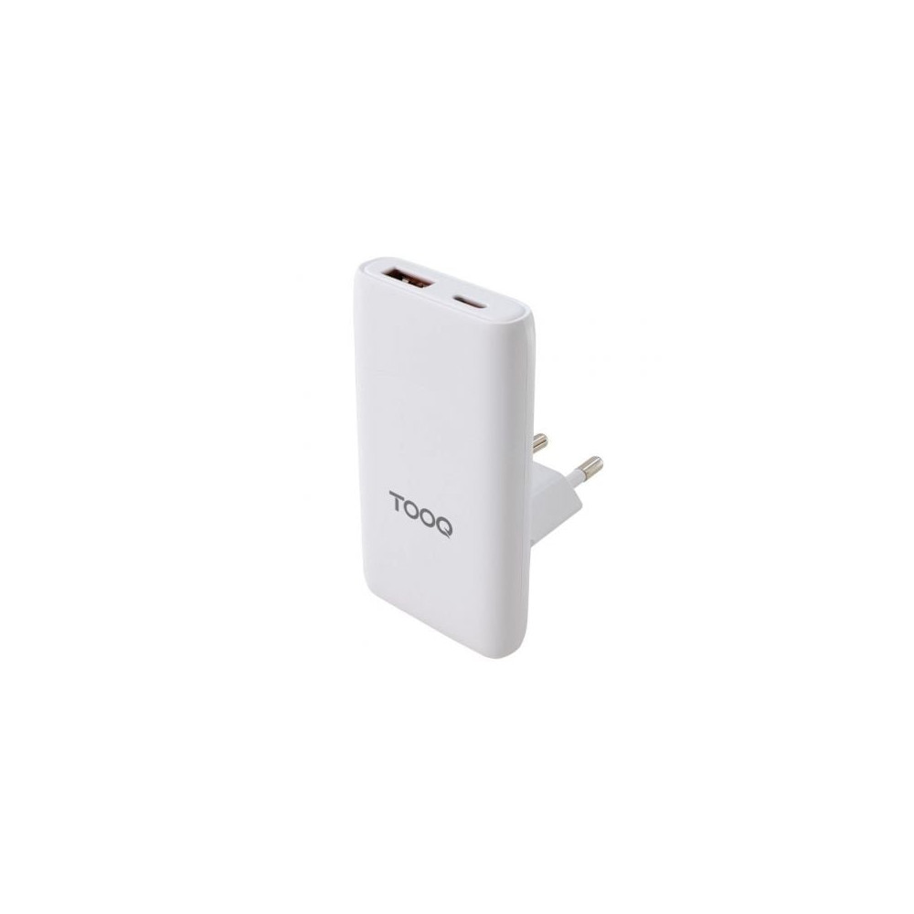 Cargador de Pared Universal GaN para Viaje TooQ TQWC-GANSL65W1A1C/ 1xUSB Tipo-C/ 1xUSB/ 65W | Cargadores +60W