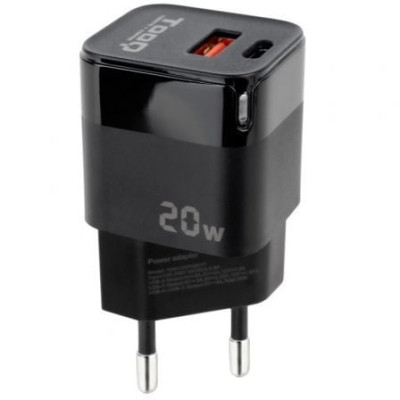 Cargador de Pared TooQ TQWC-QCPD20/ 1xUSB Tipo-C/ 1xUSB/ 20W | Cargadores hasta 45W