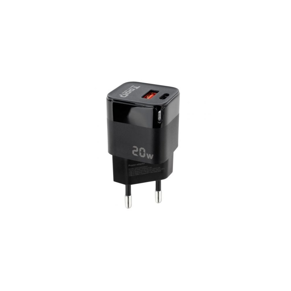 Cargador de Pared TooQ TQWC-QCPD20/ 1xUSB Tipo-C/ 1xUSB/ 20W | Cargadores hasta 45W