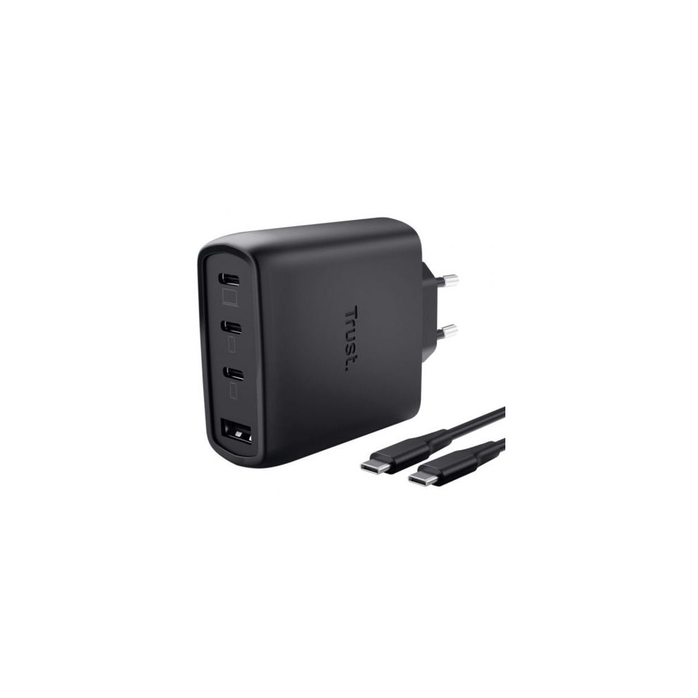 Cargador de Pared GaN Trust Maxo 65W 26067/ 3xUSB Tipo-C/ 1xUSB/ Incluye Cable USB Tipo-C/ 65W | Cargadores +60W