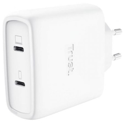 Cargador de Pared GaN Trust Maxo 65W 25526/ 2xUSB Tipo-C/ Incluye Cable USB Tipo-C/ 65W | Cargadores +60W