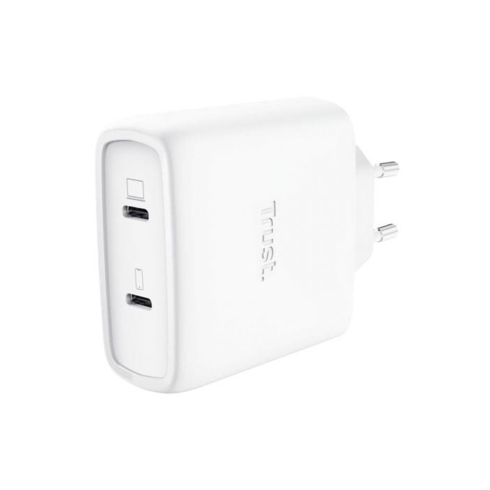Cargador de Pared GaN Trust Maxo 65W 25526/ 2xUSB Tipo-C/ Incluye Cable USB Tipo-C/ 65W | Cargadores +60W