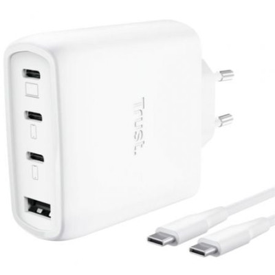 Cargador de Pared GaN Trust Maxo 65W 26068/ 3xUSB Tipo-C/ 1xUSB/ Incluye Cable USB Tipo-C/ 65W | Cargadores +60W