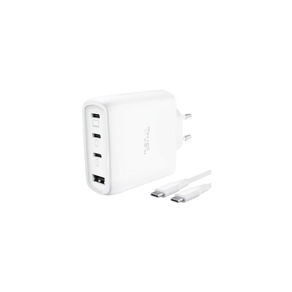 Cargador de Pared GaN Trust Maxo 65W 26068/ 3xUSB Tipo-C/ 1xUSB/ Incluye Cable USB Tipo-C/ 65W | Cargadores +60W