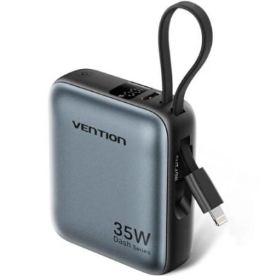Powerbank 10000mAh Vention FHFN0/ 35W/ Gris/ Incluye Cable USB TIpo-C y Lightning | Powerbanks