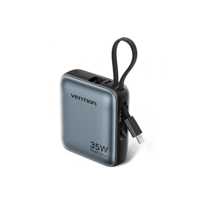 Powerbank 10000mAh Vention FHFN0/ 35W/ Gris/ Incluye Cable USB TIpo-C y Lightning | Powerbanks