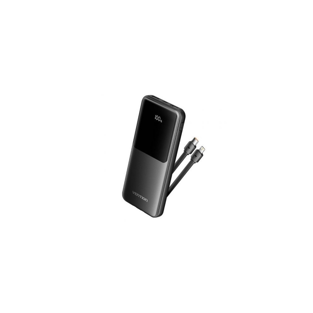 Powerbank 10000mAh Vention FHOB0/ 22.5W/ Negra/ Incluye Cable USB Tipo-C y Lightning | Powerbanks