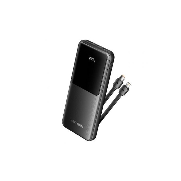 Powerbank 10000mAh Vention FHOB0/ 22.5W/ Negra/ Incluye Cable USB Tipo-C y Lightning | Powerbanks