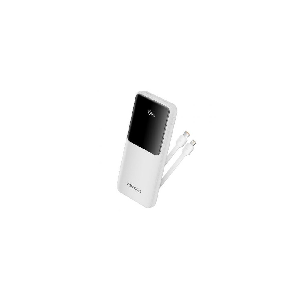 Powerbank 10000mAh Vention FHOW0/ 22.5W/ Blanca/ Incluye Cable USB Tipo-C y Lightning | Powerbanks