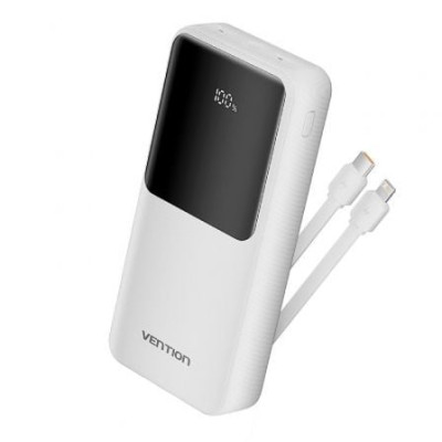 Powerbank 20000mAh Vention FHPW0/ 22.5W/ Blanca/ Incluye Cable USB Tipo-C y Lightning | Powerbanks