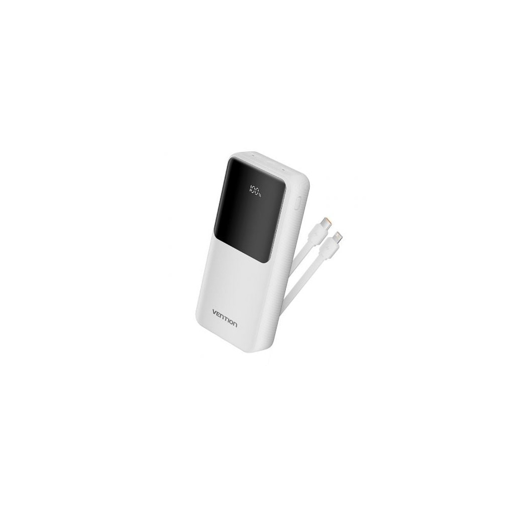Powerbank 20000mAh Vention FHPW0/ 22.5W/ Blanca/ Incluye Cable USB Tipo-C y Lightning | Powerbanks