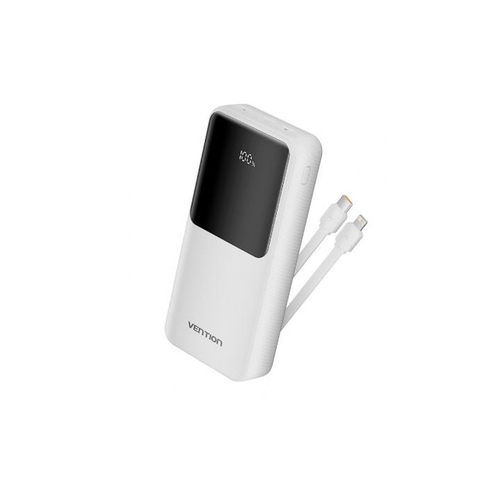 Powerbank 20000mAh Vention FHPW0/ 22.5W/ Blanca/ Incluye Cable USB Tipo-C y Lightning | Powerbanks