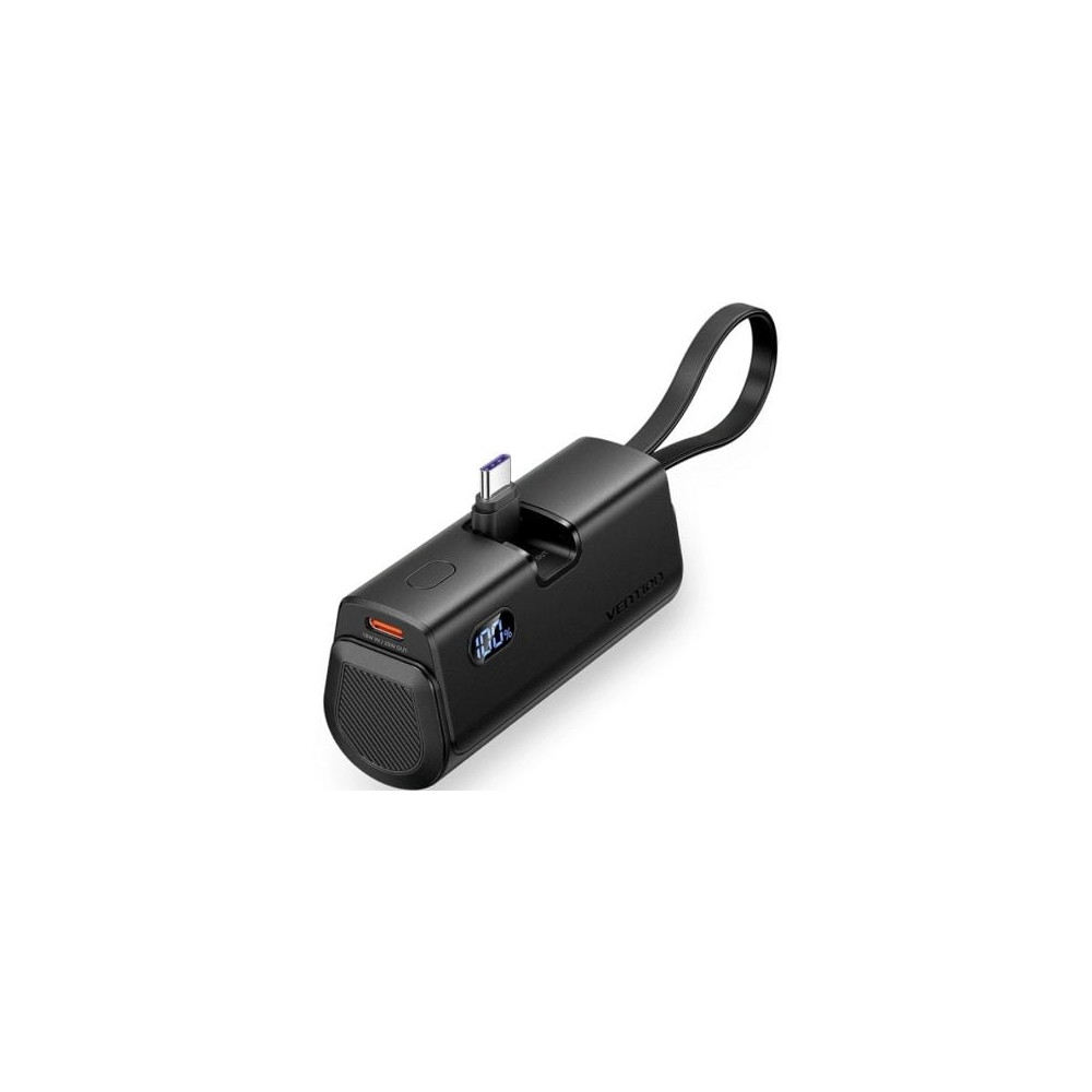 Powerbank 4800mAh Vention FHQB0/ 22.5W/ Negra/ Incluye Cable USB Tipo-C y Lightning | Powerbanks