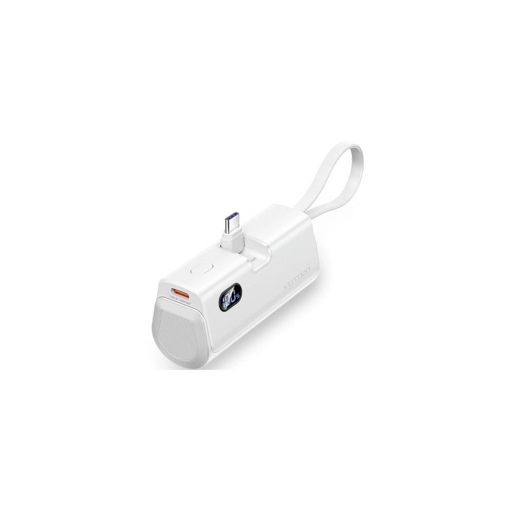 Powerbank 4800mAh Vention FHQW0/ 22.5W/ Blanca/ Incluye Cable USB Tipo-C y Lightning | Powerbanks