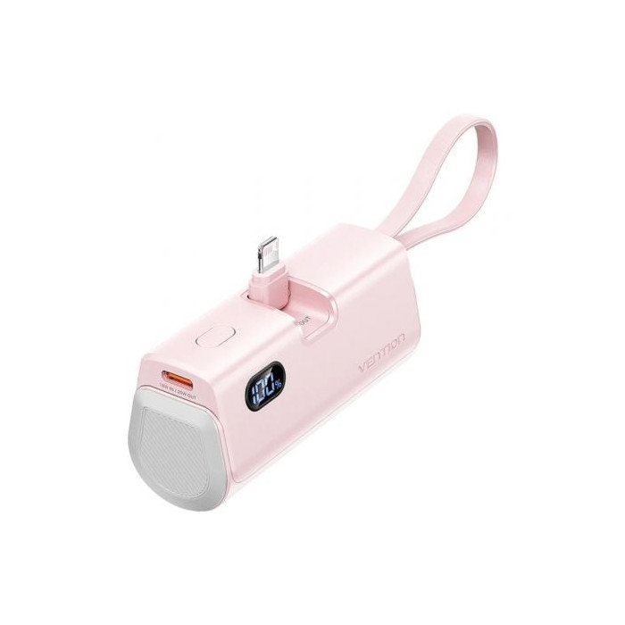 Powerbank 4800mAh Vention FHRP0/ 22.5W/ Rosa/ Incluye Cable USB Tipo-C y Lightning | Powerbanks