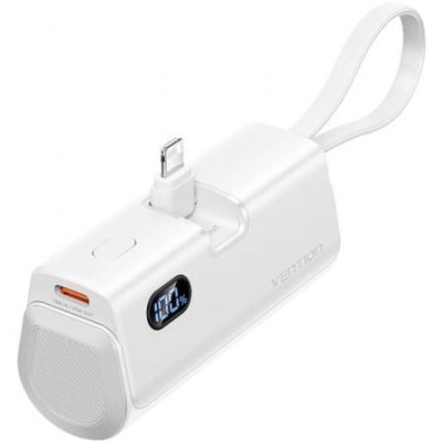 Powerbank 4800mAh Vention FHRW0/ 22.5W/ Blanca/ Incluye Cable USB Tipo-C y Lightning | Powerbanks