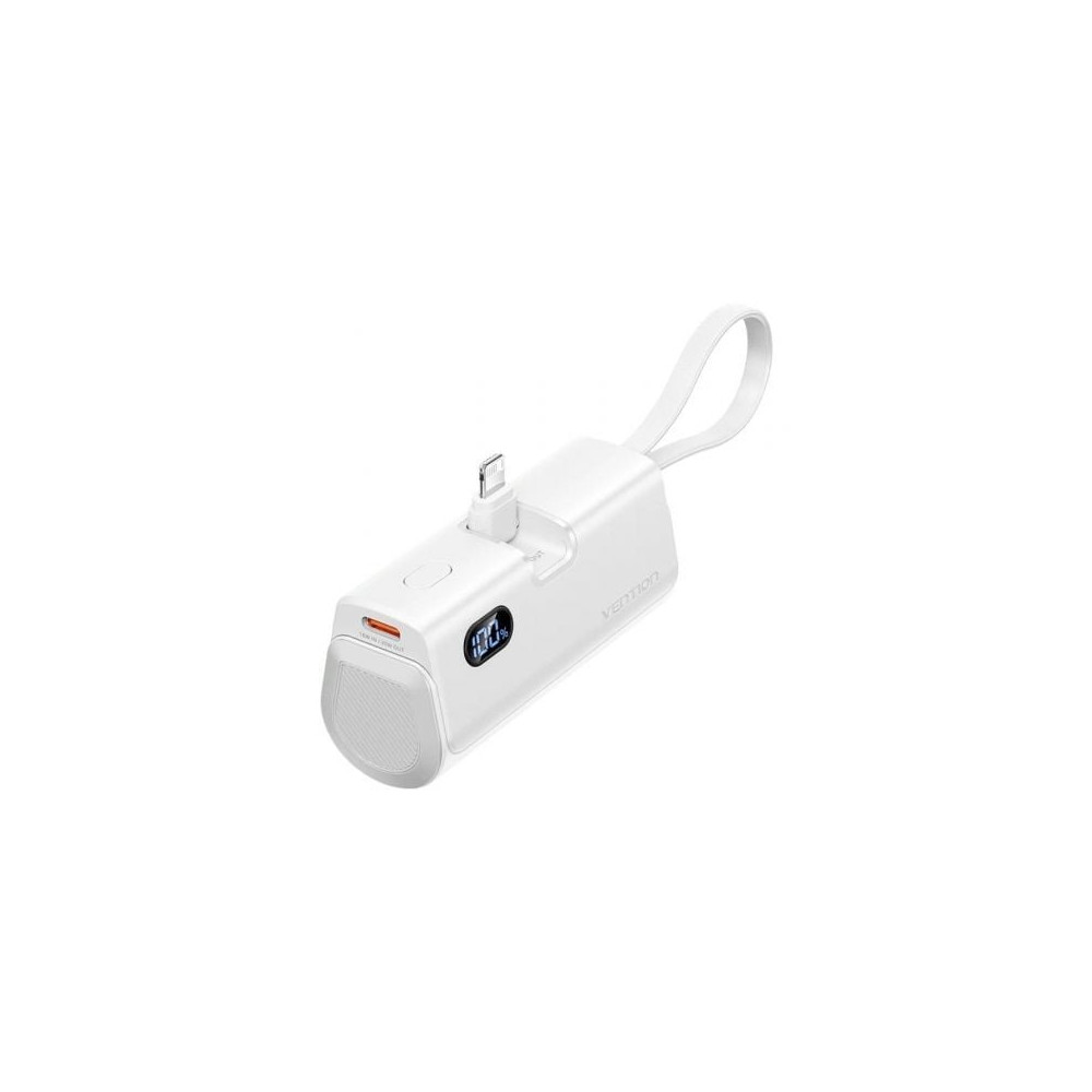 Powerbank 4800mAh Vention FHRW0/ 22.5W/ Blanca/ Incluye Cable USB Tipo-C y Lightning | Powerbanks