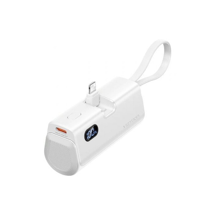Powerbank 4800mAh Vention FHRW0/ 22.5W/ Blanca/ Incluye Cable USB Tipo-C y Lightning | Powerbanks