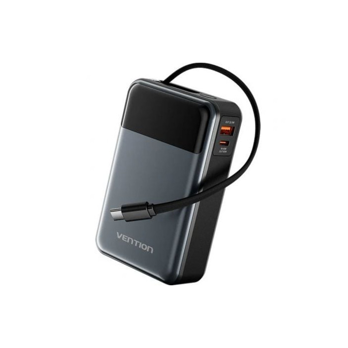 Powerbank 20000mAh Vention FHYB0/ 65W/ Gris/ Incluye Cable USB Tipo-C | Powerbanks