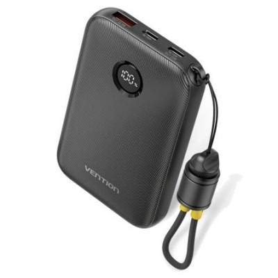 Powerbank 10000mAh Vention FKAB0-C/ 22.5W/ Negra/ Incluye Cable USB Tipo-C | Powerbanks