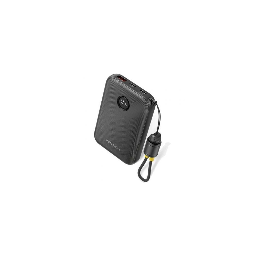 Powerbank 10000mAh Vention FKAB0-C/ 22.5W/ Negra/ Incluye Cable USB Tipo-C | Powerbanks