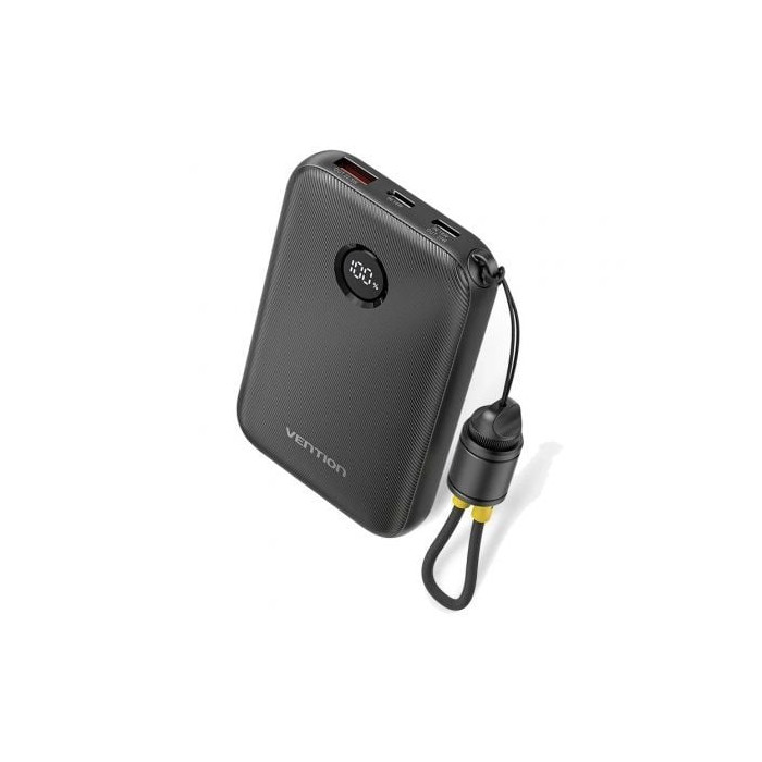 Powerbank 10000mAh Vention FKAB0-C/ 22.5W/ Negra/ Incluye Cable USB Tipo-C | Powerbanks