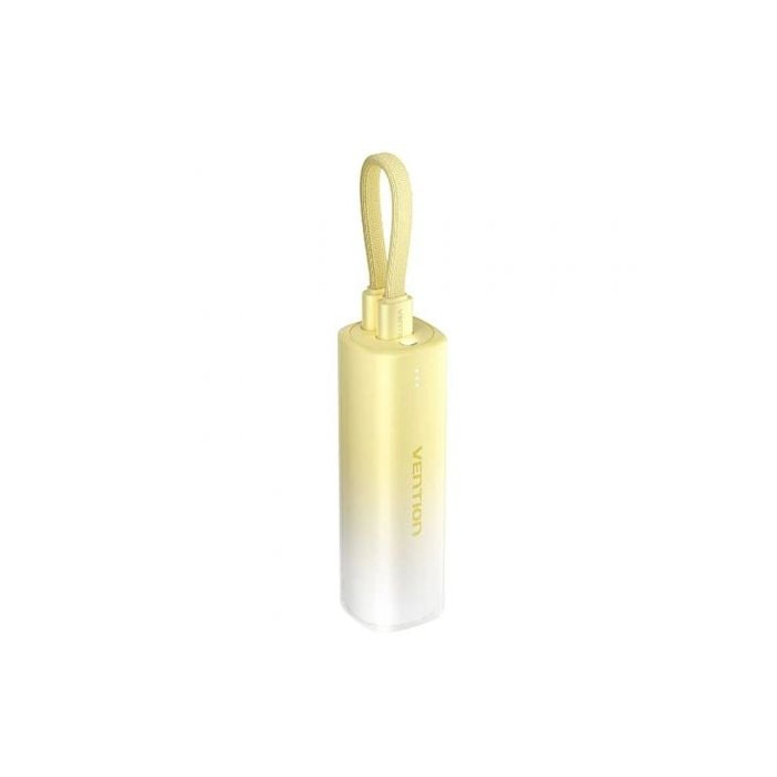 Powerbank 5000mAh Vention FHWY0/ 20W/ Amarilla/ Incluye Cable USB Tipo-C y Lightning | Powerbanks
