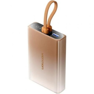Powerbank 10000mAh Vention FHZJ0/ 22.5W/ Oro/ Incluye Cable USB Tipo-C y Lightning | Powerbanks