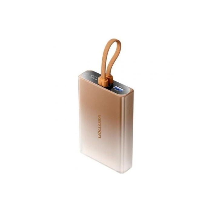 Powerbank 10000mAh Vention FHZJ0/ 22.5W/ Oro/ Incluye Cable USB Tipo-C y Lightning | Powerbanks