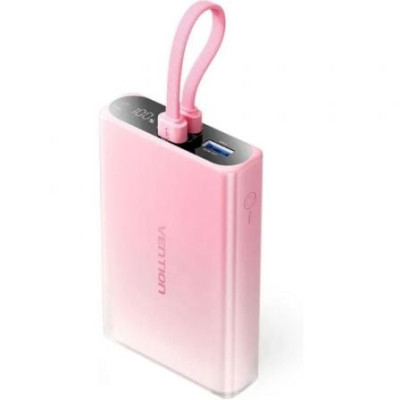 Powerbank 10000mAh Vention FHZP0/ 22.5W/ Rosa/ Incluye Cable USB Tipo-C y Lightning | Powerbanks