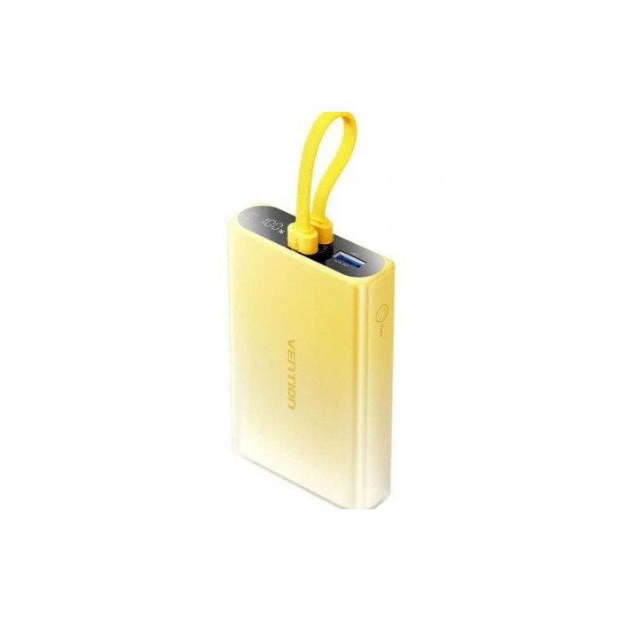Powerbank 10000mAh Vention FHZY0/ 22.5W/ Amarillo/ Incluye Cable USB Tipo-C y Lightning | Powerbanks