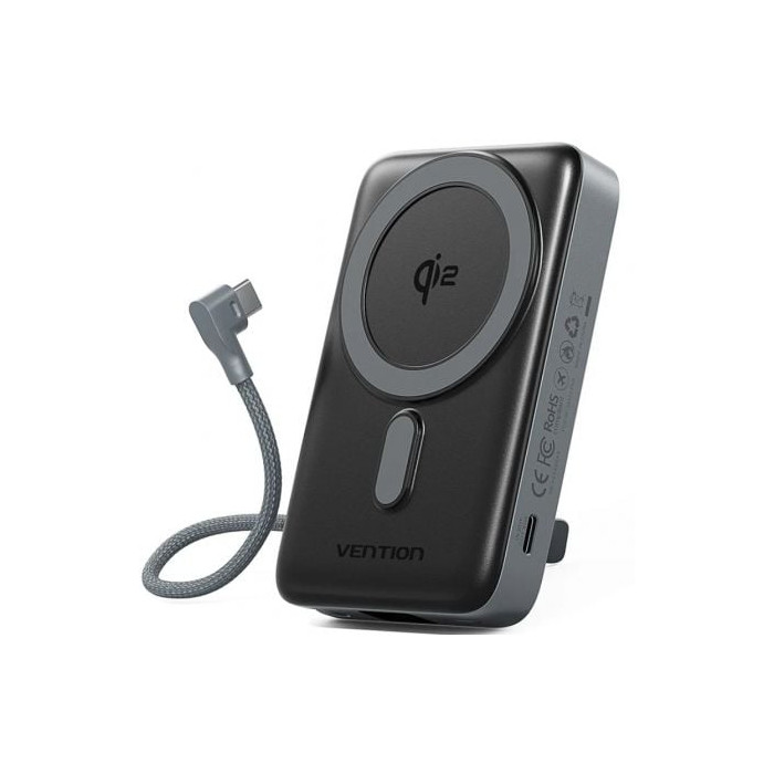 Powerbank 10000mAh Vention FKHH0/ 35W/ Wireless/ Gris/ Incluye Cable USB Tipo-C | Powerbanks